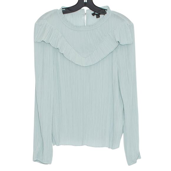 J Crew Top Crinkle Chiffon Ruffle Cottage Minimalist Romantic Dusty Shale Large - Picture 1 of 6
